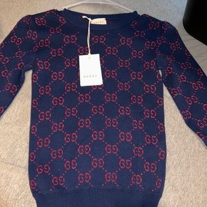 Girls Gucci sweater navy and red